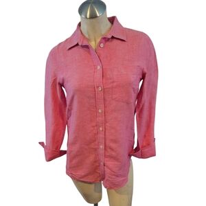 Banana Republic Size XS Pink Linen Blend Button Up Shirt